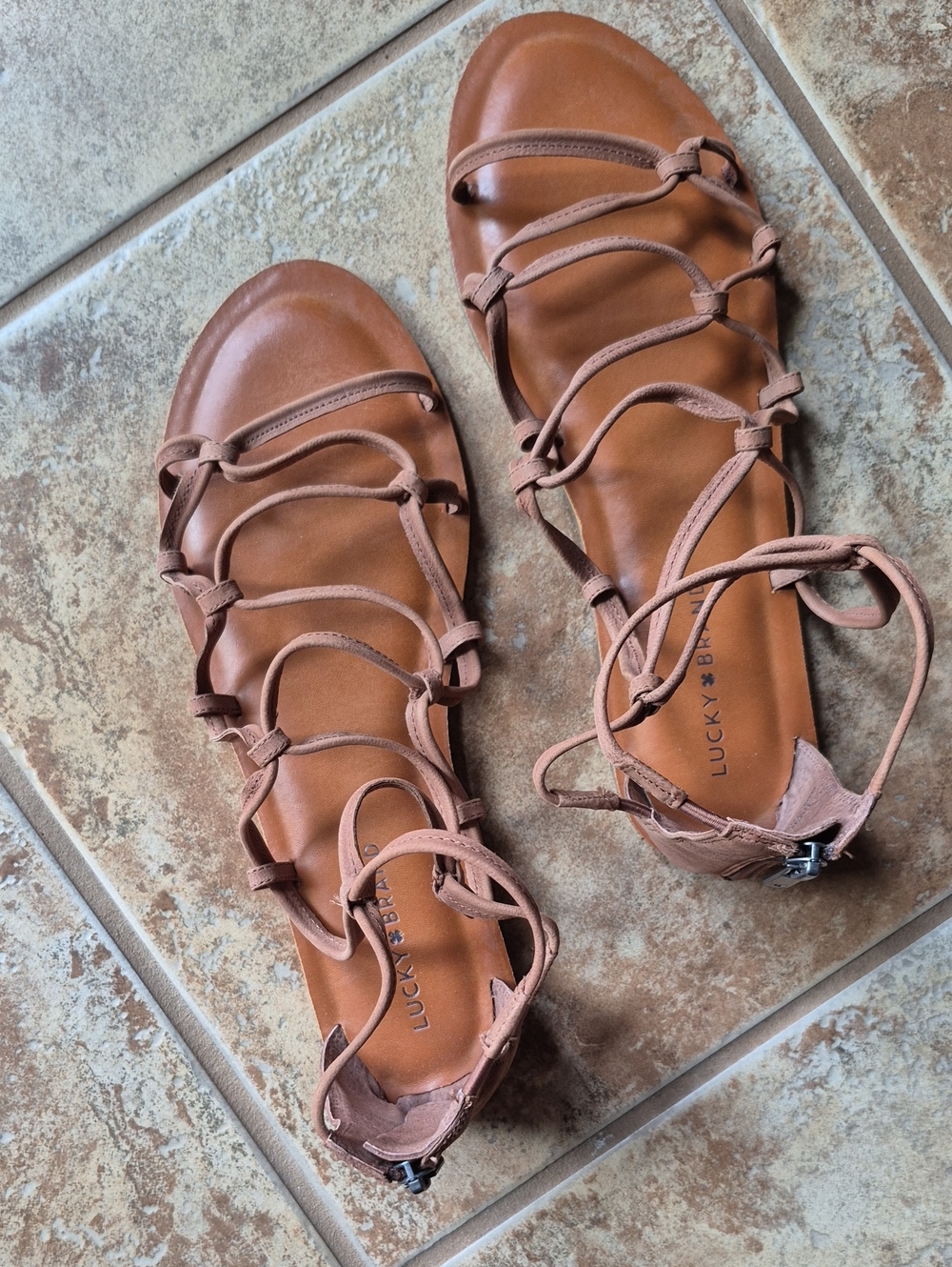 Lucky Brand Gladiator-style, Leather-upper, Zip-Up  Sandals - Size 11M
